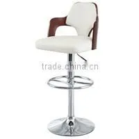 HY2014H Moulded Plywood Black Leatherette Low Backrest Bar Stools with Footrest, Swivel Bar Stools, Bar Stool
