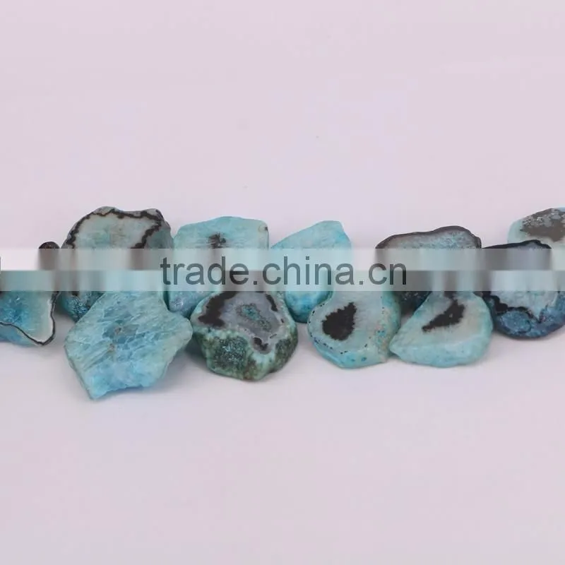 Agate Stone Druzy Beads - Blue Agate Gem stone Connector Beads For Jewelry Making