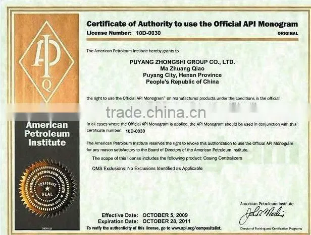 API Stop collar used with casing centralizer for csing string