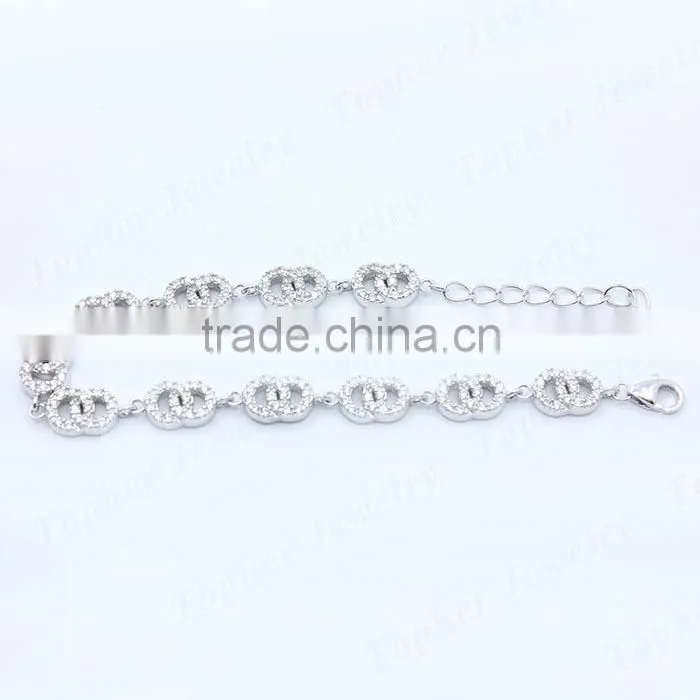 Wholesale micro pave zircon 925 sterling silver fashion bracelet