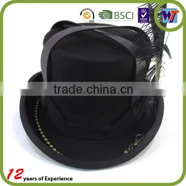 Black Fancy Vintage Steam Punk Top Hat Cosplay Hat Men Headwear