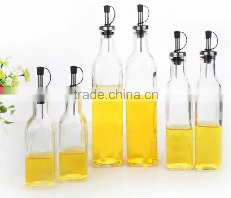 clear 500ml glass vinegar bottle Set With S/S Spout