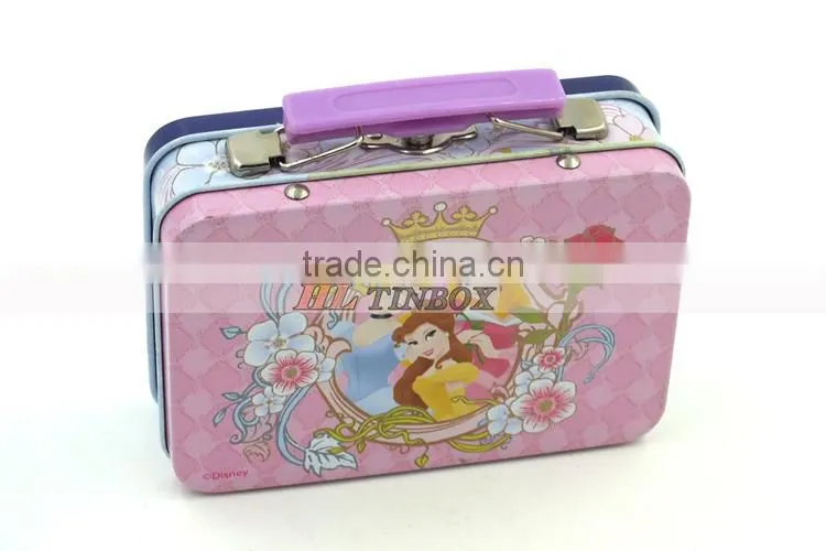 Rectangular Kids Gift Tin Lunch Box with Handle and Lock