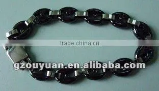 2012 hot sell black silicon tungsten and ceramic bracelet