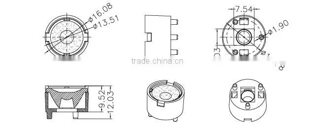 Lens 45 / 60 / 90 degrees for CREE / NICHIA / Imitation lumens LED