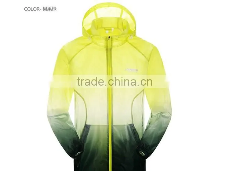 Unisex jacket gradient color packable anti-uv running jacket lightweight jacket