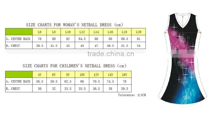 OEM csustom netball dresses A-line netball dress modern black netball dress