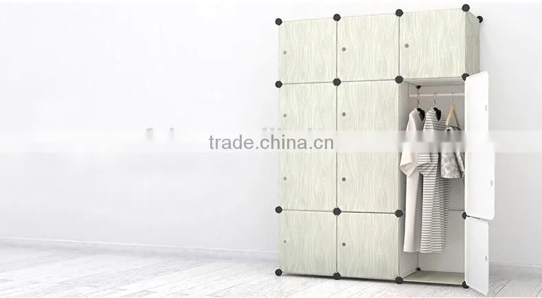 Plastic wooden wardrobe assembled by panels and connectors(FH-AL0041-12)