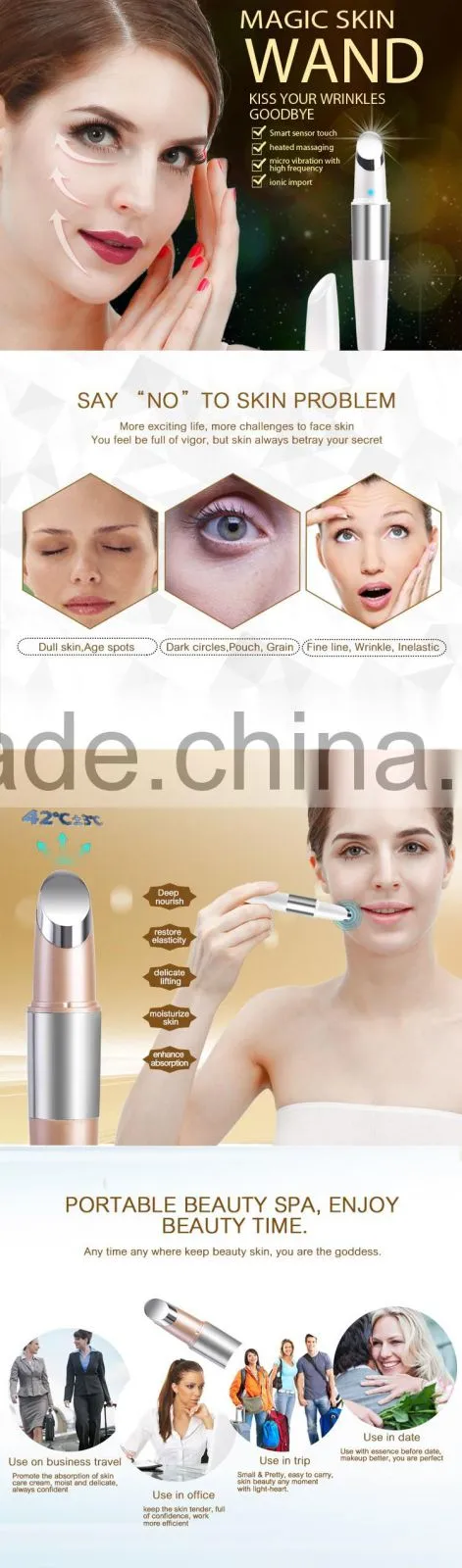 Portable High Frequency Skin Tightening vibrating facial massager