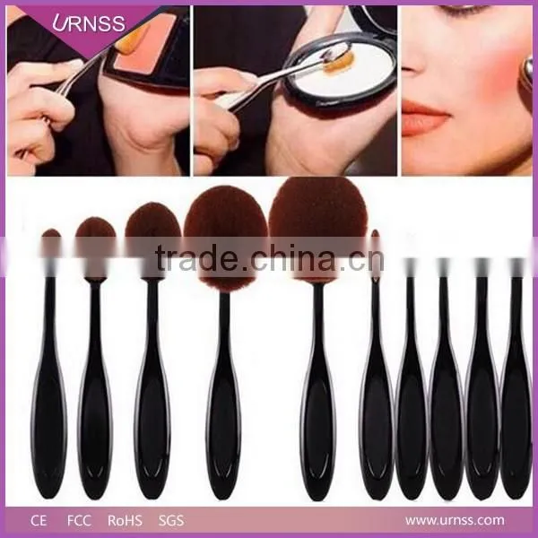 2016 Professional 10pcs Oval Toothbrush Makeup Brushes Set With Package
