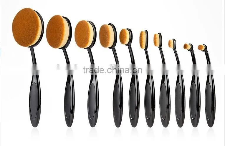 2016 Hot 10pcs Oval Toothbrush Makeup Brush Set Face Use Brush Oval Puff Brush 10 Pcs