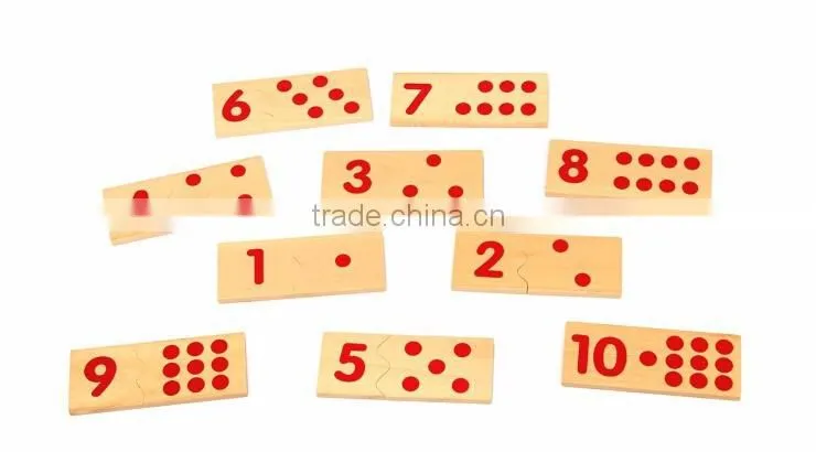 Wooden dominos Baby Early Childhood Education Montessori Number and Counter Match-up Puzzle