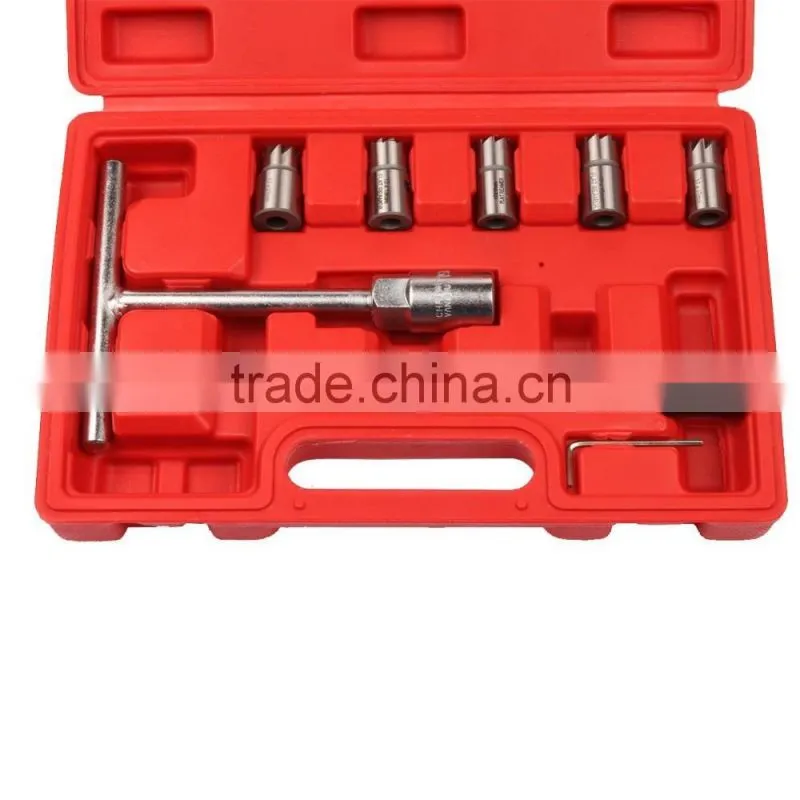 7PC Diesel Injector Seat Cutter Set Cleaner Carbon Remover Tools Kit