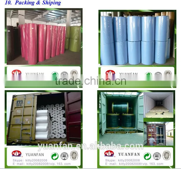 Low price recycled non-woven fabric made in china zhejiang yuanfan nonwoven co.,ltd./ pp nonwoven fabric / pp non woven fabric
