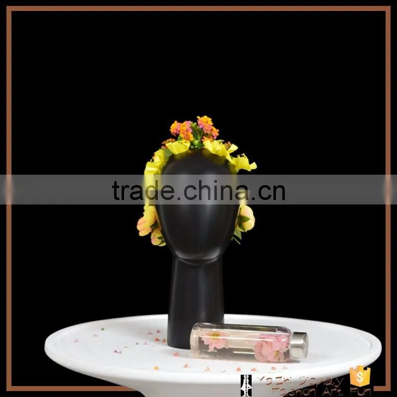 Wholesale fiberglass head shape flower vase for home decoration