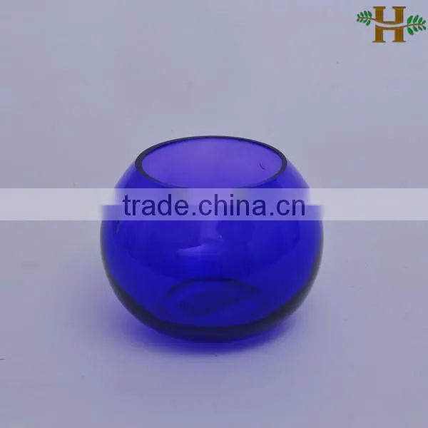 Hand blown colored glass candle holder