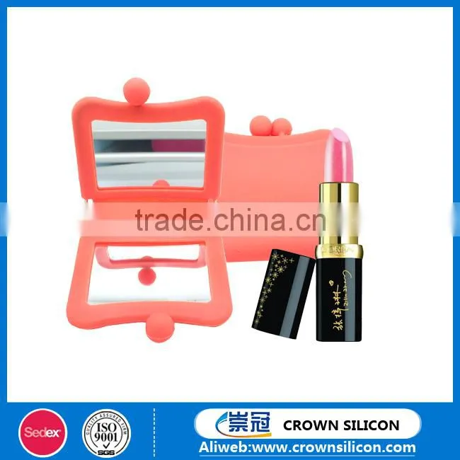 promotional candy color square fold makeup silicone mirror