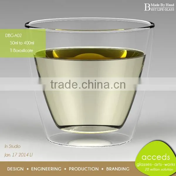Mouth Blown Transparant Borosilicate Milk Glass Cup