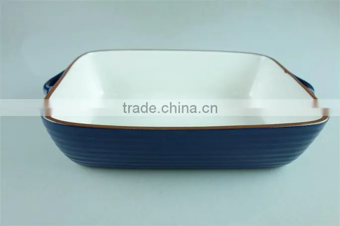 Colorful cute ceramic bakingdish rectangular baking dishes stoneware bakeware with handles