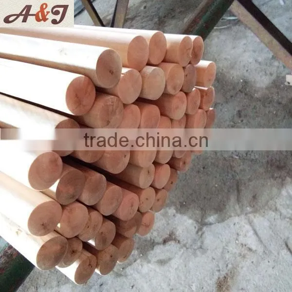 Good Treatment finished italian screw broom sticker /painting wood pole Plain bottom end