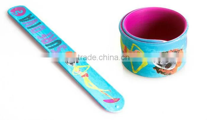 beautiful colorful silicone reflective slap wristband