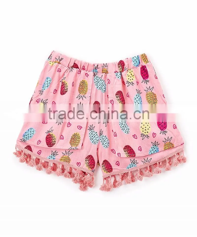 Hot Girls in Spandex Shorts Pics Mint Pineapple Tassel-Trim Shorts for Girls Summer Clothing Young Girls Model Panties Shorts