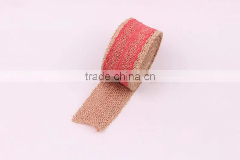 Decorative 28mm wide wire edge burlap ribbon