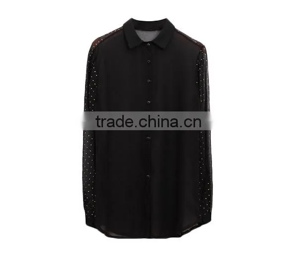 Smart casual clothing korean style short sleeves print blouses for office wear
