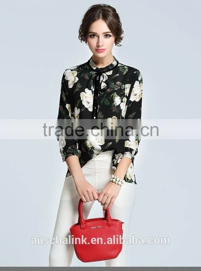 best selling summer elegant design floral print shirts for women
