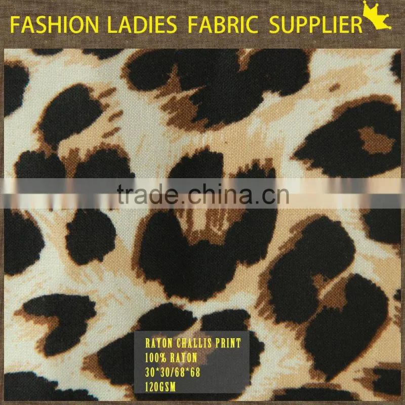Animal print shaoxing zhejiang 100% rayon Leopard fabric t shirts 100% rayon Leopard fabric