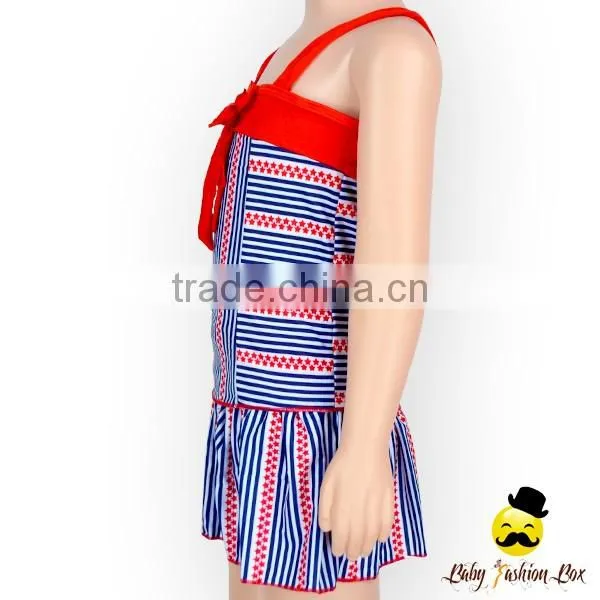 YZA-003 Yihong Fashion Style One Size Baby Red Strap Stripe With Dress Suit Kids Girls Wears Bikini