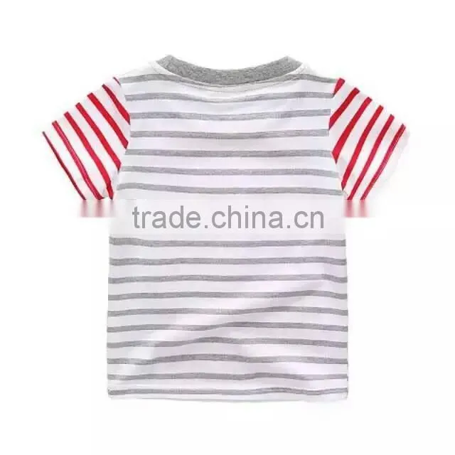 2016 Trending Products Children Stripe Tshirts with Cartoon Pattern