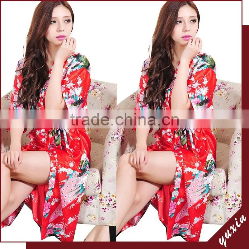 Bridal silk bath robe Custom made women robe Long Nightgown 0609005