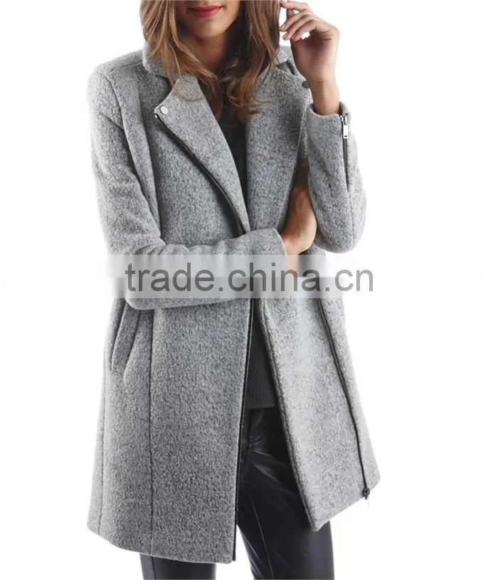latest minimalist biker-style luxury women corduroy winter coat with zipper
