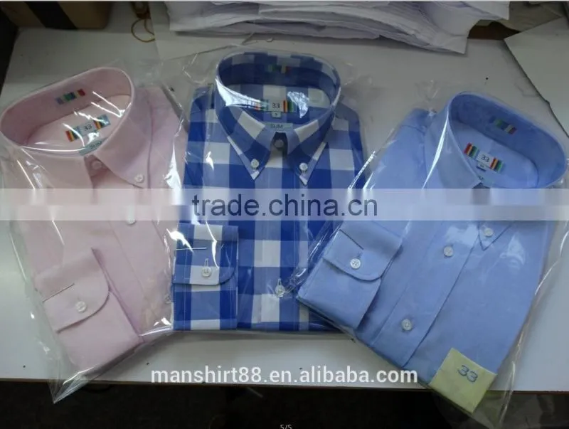 100% organic cotton light blue long sleeve pin point oxford shirts for men