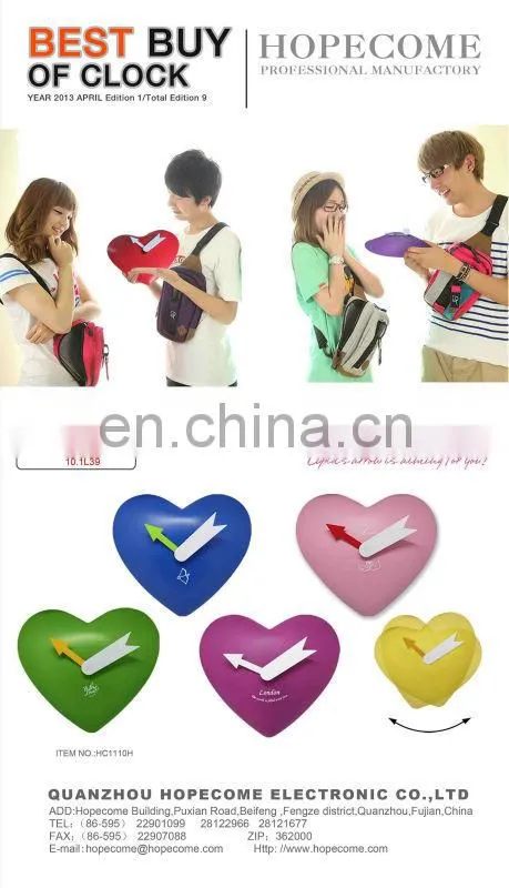 Pendulum plastic red heart clock