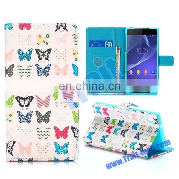 Cross Pattern Wallet Flip Stand Waterproof Leather Case for Sony Xperia Z Z2 L50W D6502 D6503
