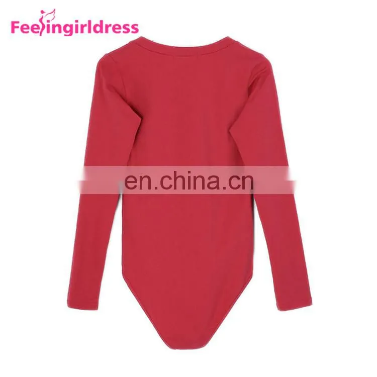 Pure Color Slim V-Neck Long Sleeve Adult Bodysuit One Piece Party Wear Jumpsuits