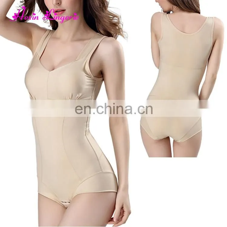 Wholesale Nude Padded Cups Flatten Tummy Compression Bodysuit Women