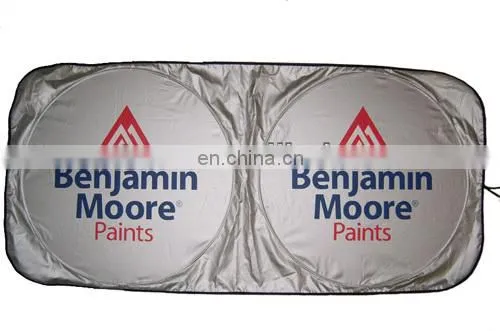 Folding silver polyester car sunshade
