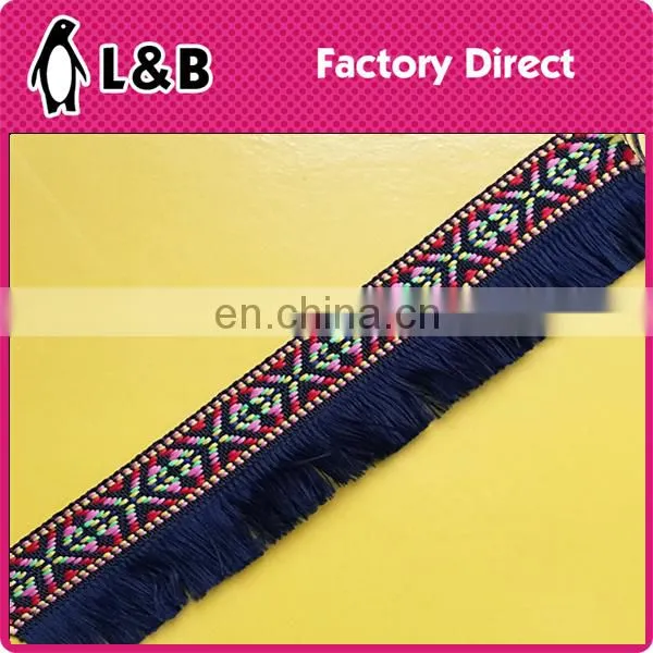 2017 Hot sale popular colorful soft garment jacquard fringe trimming