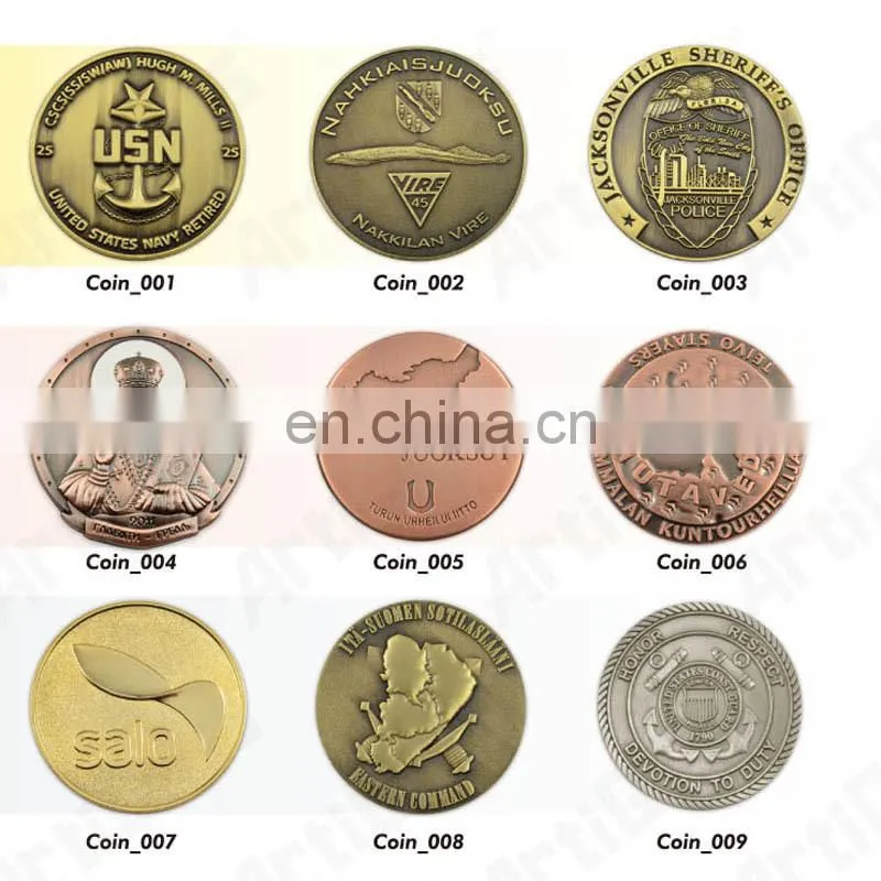 Wholesale custom logo cheap metal blank silver coin