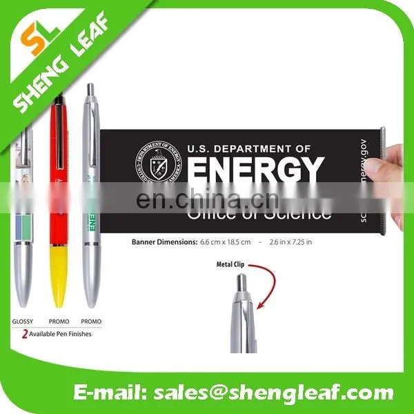 Available pen finishes with metal clip flag pens