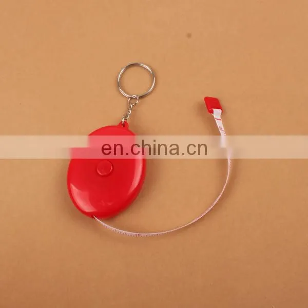 Plastic mini oval shape tape measure keychain