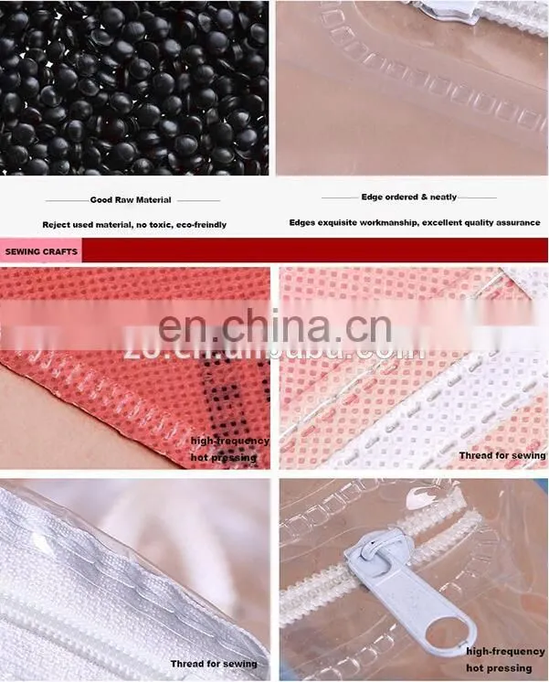 Water Proof PU Piping and Trim 0.3mm Clear PVC Zip Top Portable Cosmetic Bag for Promotion