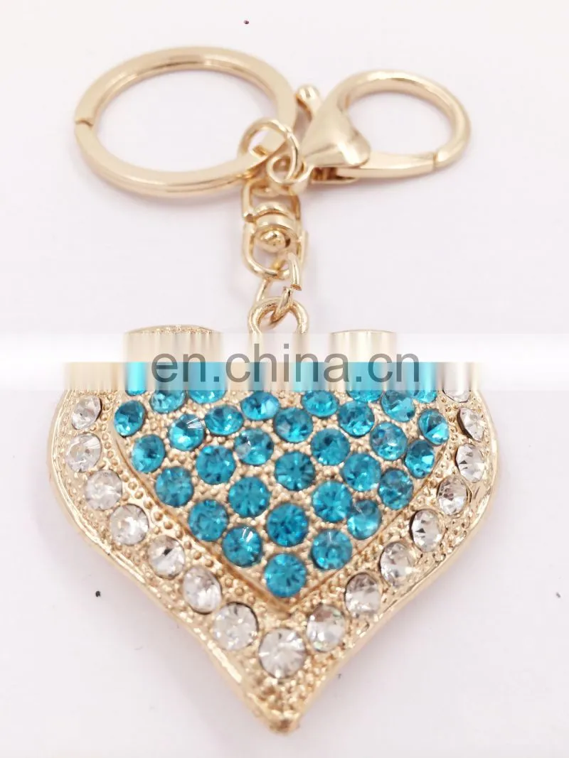 Heart Shaped Crystal Rhinestone Handbag Keyfob Pendant Keychain