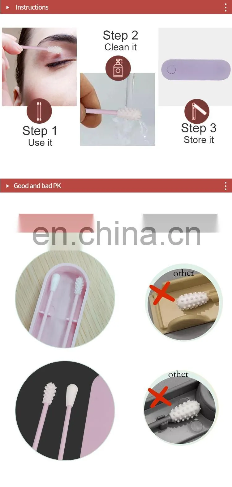 Reusable Cotton Swab Ear Cleaning Silicone Washable Makeup Swabs Sticks Soft Flexible Make Up Tools Kit