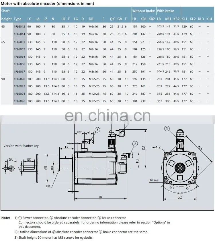 Original siemens cnc electric servo motor 5kw 1FL6094-1AC61-0LA1