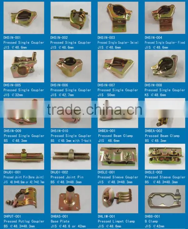 JIS high quality pressed scaffolding 48.6 single couplers