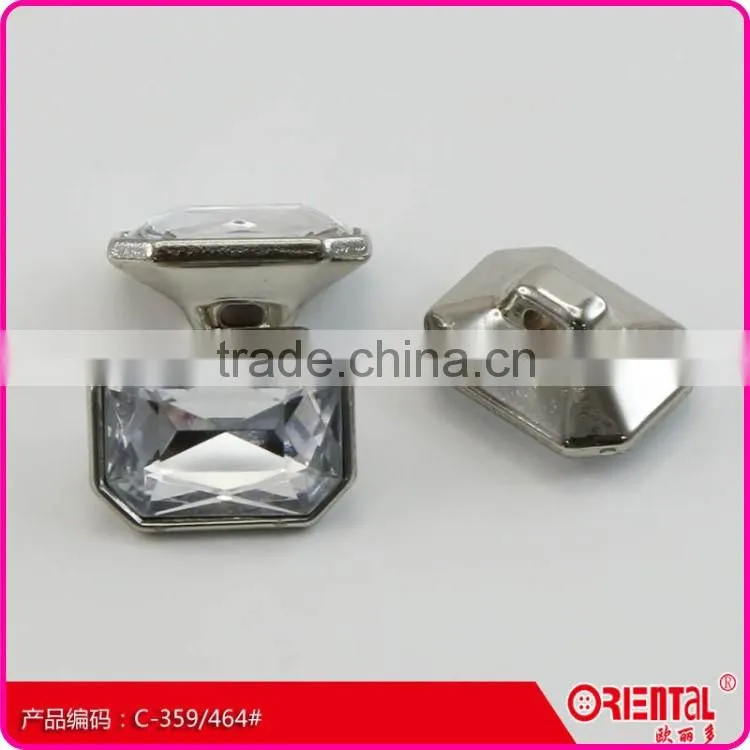 fashion polygon silver plated decorative crystal acrylic button